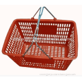 Plastic Material Shopping Bakset with Metal Double Handles Plastic Storage Basket